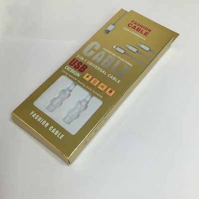 주문 재활용할 수 있는 용지함 실크스크린 인쇄를 패키징하는 4C 불타고 있는 금 데이터 케이블 online manufacture